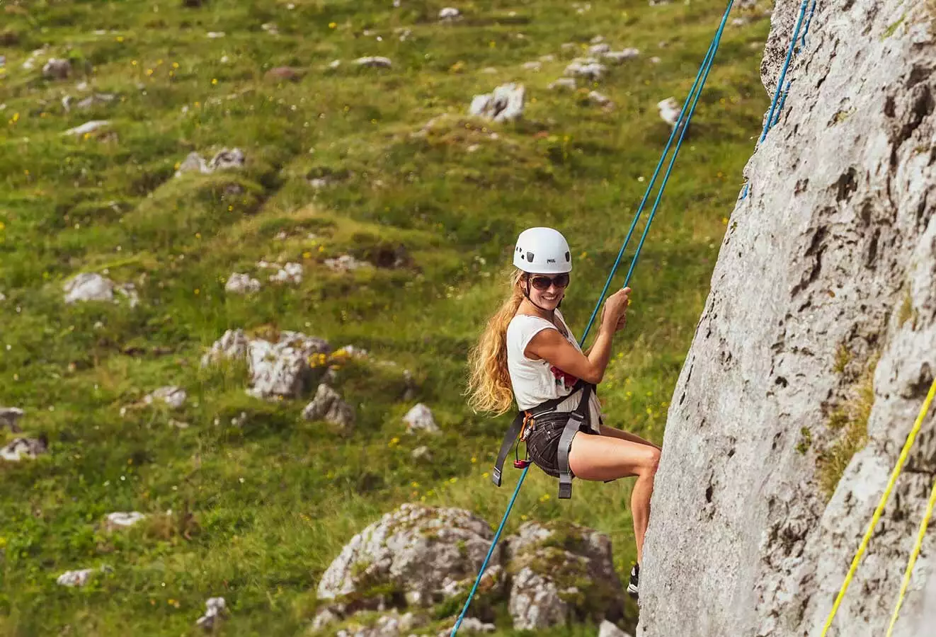 Climbing and abseiling adventure full day with Irish Mountaineering Academy in the Burren
